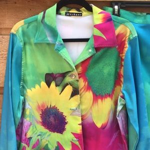 Vintage knit pant set in hot colors. Size M